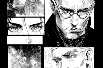 draw professional comic book pages, comic covers and sequential art