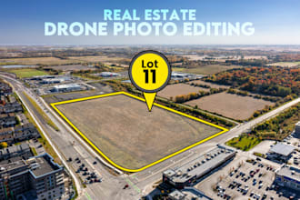 edit real estate drone photos with lot boundary lines and labels