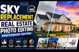 do sky replacement green grass real estate photo editing photoshop editing