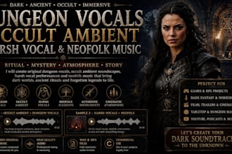 create dungeon vocals, occult ambient, harsh vocal and neofolk music and chants