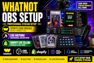 setup whatnot selling stream with obs studio, overlays, sport card and shopify