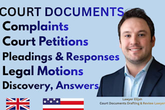 draft professional legal motions, complaints and petitions