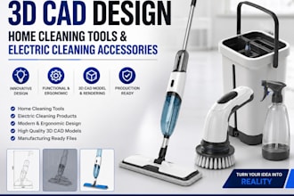 design consumers electric cleaning tools, accessories, and 3d cad product models
