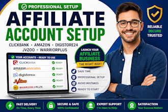 create and setup clickbank amazon digistore24 jvzoo affiliate accounts