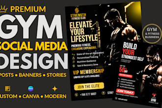 design premium gym and fitness social media posts in canva