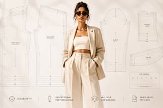 create custom clothing sewing patterns with size grading and PDF