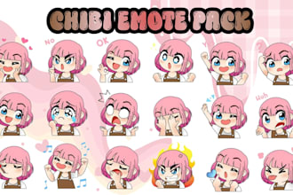 draw twitch emotes chibi emotes, animated emotes,