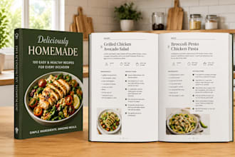 design, create or generate high quality cook book recipe image, cookbook images