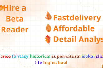beta read your fantasy, romance novel