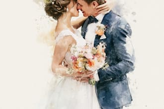 draw your wedding venue photo in watercolor illustration