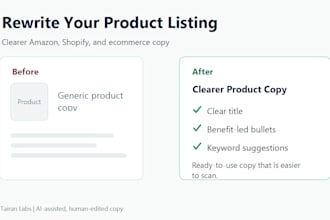 rewrite your amazon or shopify product listing for clearer sales copy