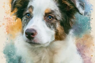 watercolor draw watercolor pet portrait