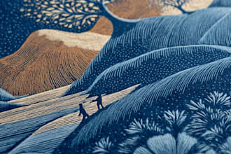 draw detailed dark art with woodcut or linocut style