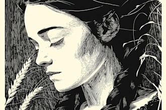create a black and white illustration in linocut
