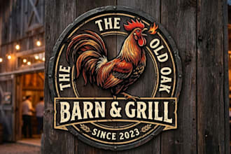 do rooster logo for your barn and grill