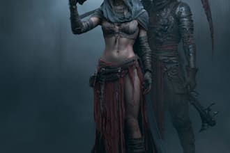 horror dark fantasy female male character desing