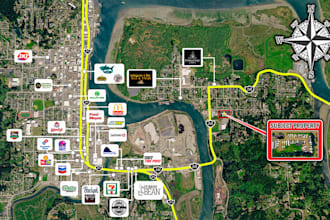do real estate aerial maps with specific logo labels