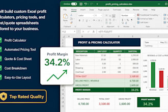 create excel profit calculator, pricing tool, quote and cost expenses calculator