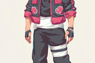 draw your portrait in a naruto inspired anime style
