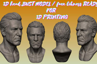sculpt realistic 3d head bust face likeness model head portrait from photo