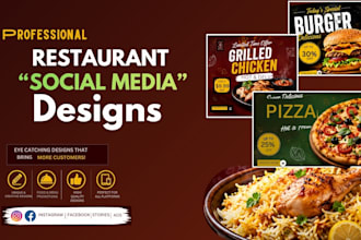 design restaurant instagram posts, facebook ads and banners