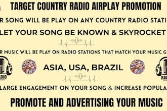 play and promote your music on best radio station in any country for airplay
