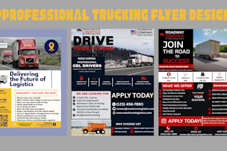 design towing transport trucking, logistics, cargo, freight broker flyer,