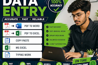 accurate data entry, PDF conversion and copy typing