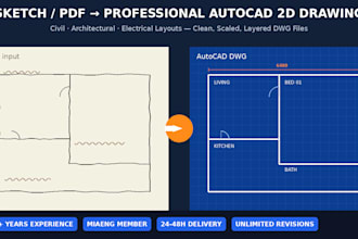 convert a PDF, sketch, or image to an autocad 2d drawing