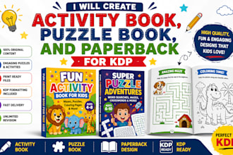 create a activity book, puzzle book, and paperback for KDP