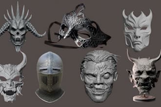 design 3d mask 3d helmet custom 3d cosplay mask for halloween oni mask sti file
