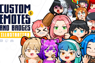 design unique chibi emotes or cute cartoon for stream
