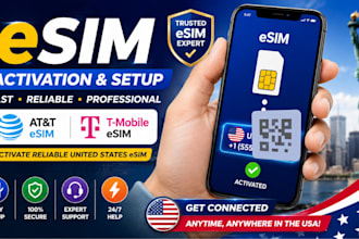 activate reliable united state esim, att esim, tmobile esim