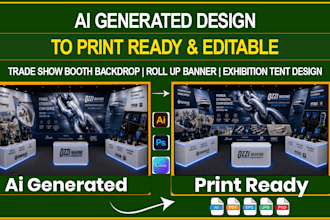 design eye catching trade show booth, backdrops, graphics roll up banner design