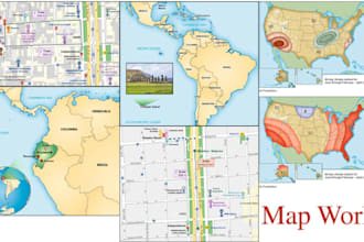 draw custom map illustration, tourist fantasy map, event, campus, university map