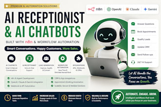 build n8n ai agent, ai chatbot, ai receptionist with workflow automation