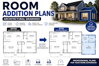 create room home addition floor plans, architectural drawings, layouts