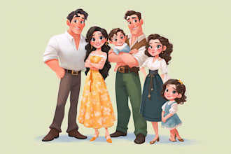 do a professional disney family portrait