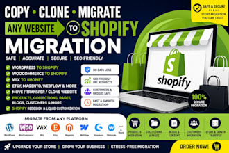 copy clone website woocommerce wordpress wix ecwid migrate to shopify migration