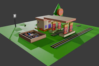 create 3d low poly design for game