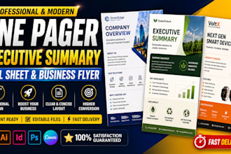 design one pager executive summary sell sheet business flyer marketing flyer