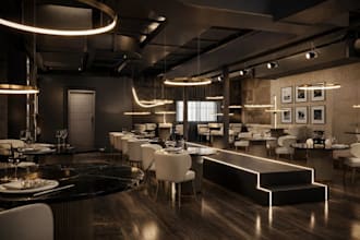 model stunning 3d restaurant design,furniture layout,cafe interior,cgi rendering