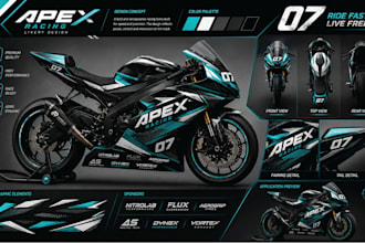 design a professional racing bike wrap, livery, and graphics