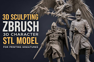 do 3d sculpting zbrush 3d character stl model for printing miniatures