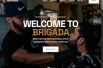 design a modern barbershop website with online booking