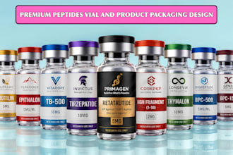 design premium peptide vial label and packaging design
