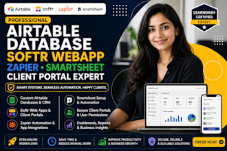 build airtable database softr webapp zapier smartsheet client portal expert