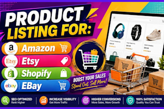 list your products on amazon, shopify, and etsy