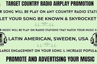 play and promote your music in best radio station on any country for airplay