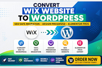 convert wix website wordpress SEO safe migration design preserved elementor pros